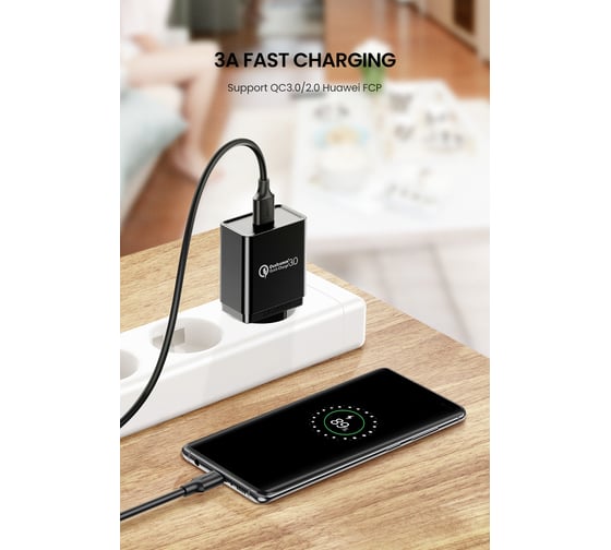 Кабель Ugreen US184 (20883) USB 3.0 A Male to Type C Male Cable Nickel Plating. Длина: 1,5 м. Цвет: черный 20883_