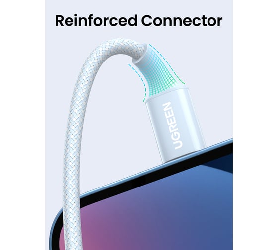 Кабель Ugreen US557 (15271) USB-C to USB-C PD 5A Fast Charging Data Cable. Длина: 1м. Цвет: голубой 15271_