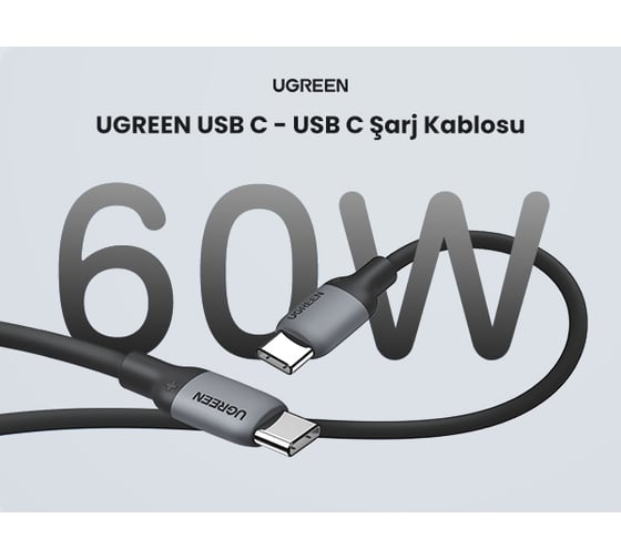 Кабель Ugreen US563 (15285) USB-C to USB-C Silicone Fast Charging Cable. Длина: 2м. Цвет: черный 15285_