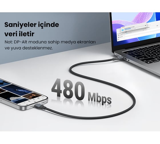 Кабель Ugreen US563 (15285) USB-C to USB-C Silicone Fast Charging Cable. Длина: 2м. Цвет: черный 15285_
