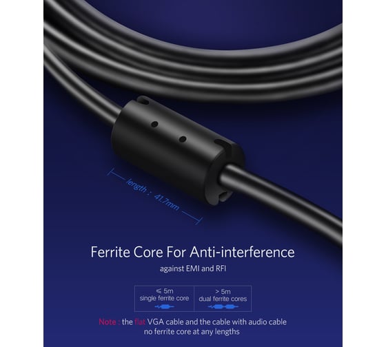 Кабель Ugreen VG101 (11646) VGA Male to Male Cable. Длина: 2м. Цвет: черный 11646_