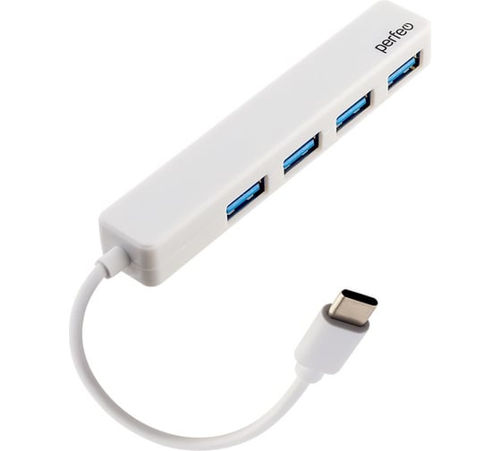 Разветвитель Perfeo USB C-HUB 4 Port, (PF-H039 White) белый 30020192 1