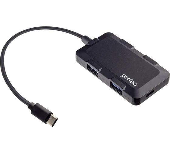 Разветвитель Perfeo USB C-HUB 4 Port, (PF-H046 Black) чёрный 30020202