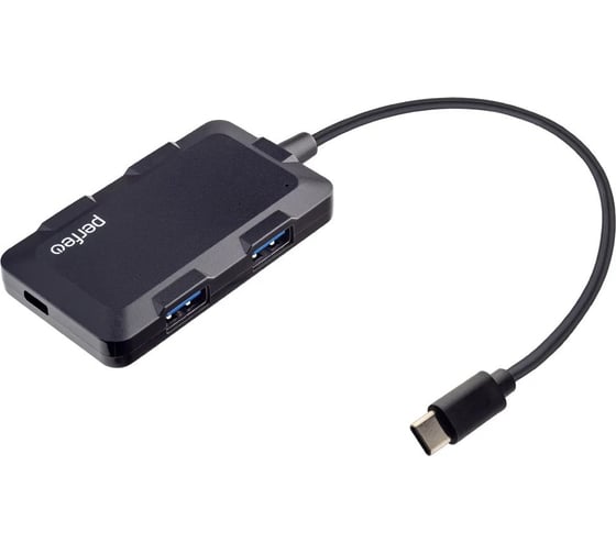 Разветвитель Perfeo USB C-HUB 4 Port, (PF-H046 Black) чёрный 30020202