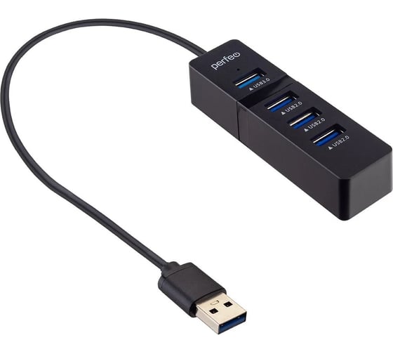 Разветвитель Perfeo USB-HUB 1 Port 3.0+3 Port 2.0 (PF-H041 Black) чёрный 30020194 1