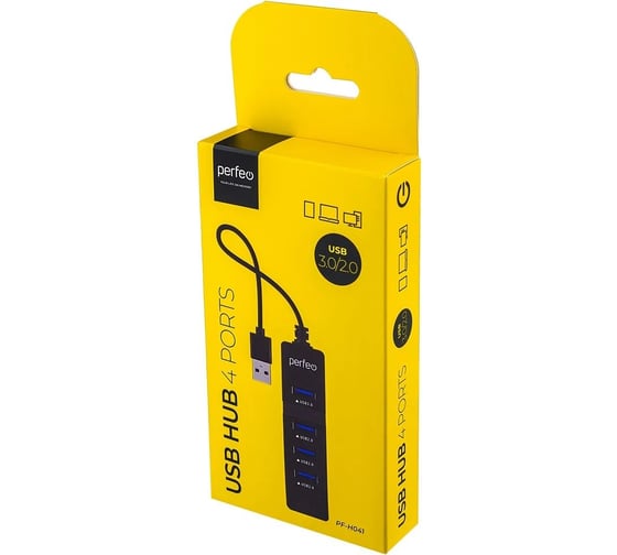 Разветвитель Perfeo USB-HUB 1 Port 3.0+3 Port 2.0 (PF-H041 Black) чёрный 30020194