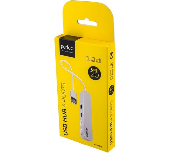 Разветвитель Perfeo USB-HUB 4 Port, (PF-H038 White) белый 30020190