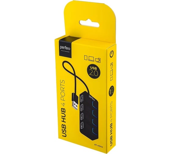 USB-HUB Perfeo 4 Port, (PF-H044 Black) чёрный 30020198