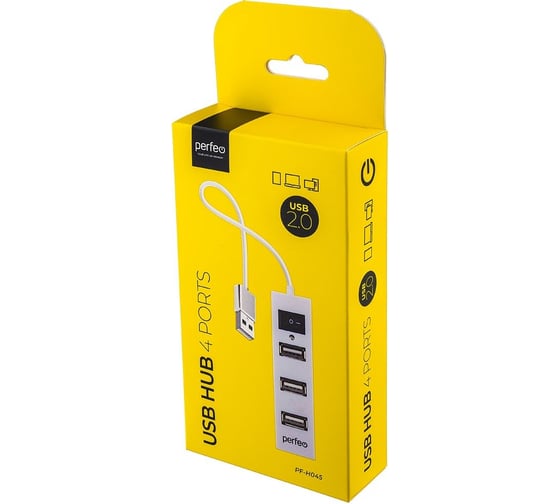 USB-HUB Perfeo 4 Port, (PF-H045 White) белый 30020201