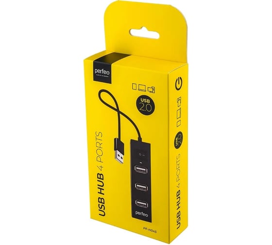 USB-HUB Perfeo 4 Port, (PF-H045 Black) чёрный 30020200