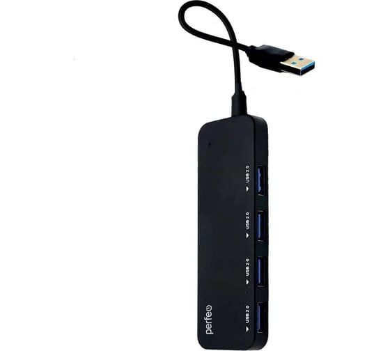 USB-HUB Perfeo 4 Port, (PF-H047 Black) чёрный 30020203