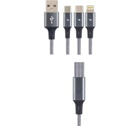 Кабель Perfeo USB A вилка - 3 в 1 (Micro+Type-C+8 PIN) (U5002) 30018756