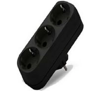 Разветвитель UNIVersal 3 гнезда с/з плоский черный 16А 250В (еврослот) 1942