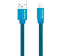 Дата-кабель More Choice USB 2.1A для Type-C плоский нейлон 1м K20a Blue