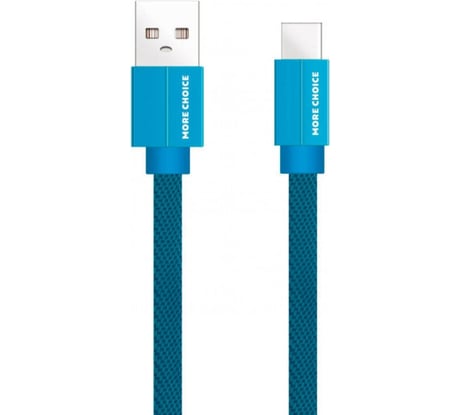 Дата-кабель More Choice USB 2.1A для Type-C плоский нейлон 1м K20a Blue