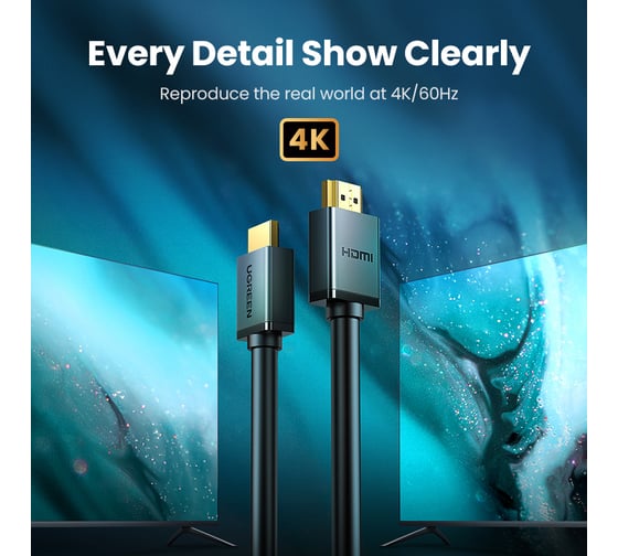 Кабель Ugreen HD104 (10108) HDMI Male To Male Cable. Длина 3м. Цвет черный 10108_
