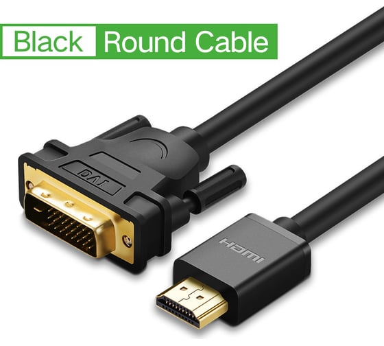 Кабель Ugreen HD106 (11150) HDMI Male To DVI(24+1) Round Cable. Длина 1,5 м. Цвет черный 11150_