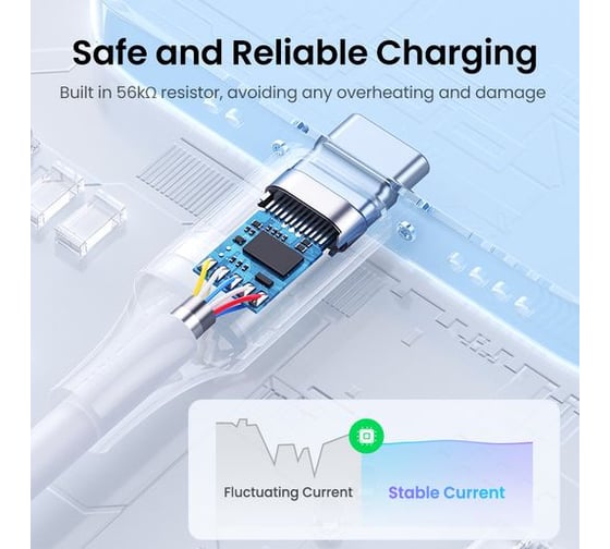 Кабель Ugreen US287 (60122) USB-A 2.0 to USB-C Cable Nickel Plating. Длина 1,5м. Цвет белый 60122_