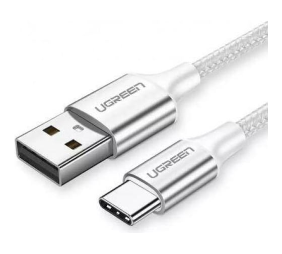 Кабель Ugreen US288 (60133) USB-A 2.0 to USB-C Cable Nickel Plating Aluminum Braid. Длина 2м. Цвет серебристый 60133_