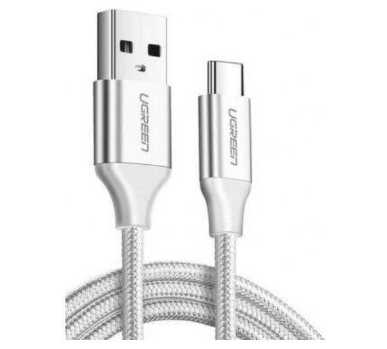 Кабель Ugreen US288 (60133) USB-A 2.0 to USB-C Cable Nickel Plating Aluminum Braid. Длина 2м. Цвет серебристый 60133_