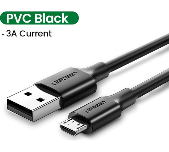 Кабель Ugreen US289 (60138) USB 2.0 A to Micro USB Cable Nickel Plating. Длина 2м. Цвет черный 60138_