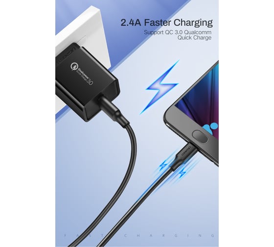 Кабель Ugreen US289 (60138) USB 2.0 A to Micro USB Cable Nickel Plating. Длина 2м. Цвет черный 60138_