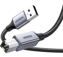 Кабель Ugreen US369 USB-A Male to USB-B 2.0 Printer Cable Alu Case with Braid для подключения принтера. Длина: 3м. Цвет черный 80804