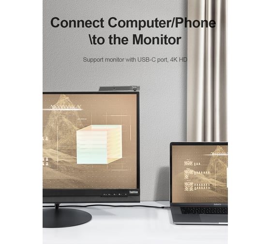 Кабель Ugreen угловой US255 USB-C 2.0 Male to Angled 90 USB-C 2.0 Male 3A Data Cable. Длина 3м. Цвет серо-черный 80714