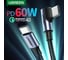 Кабель Ugreen угловой US255 USB-C 2.0 Male to Angled 90 USB-C 2.0 Male 3A Data Cable. Длина 3м. Цвет серо-черный 80714 5