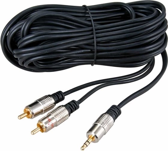 Шнур REXANT Стерео 3,5 мм - 2RCA, 5 м, Gold-металл 17-4225
