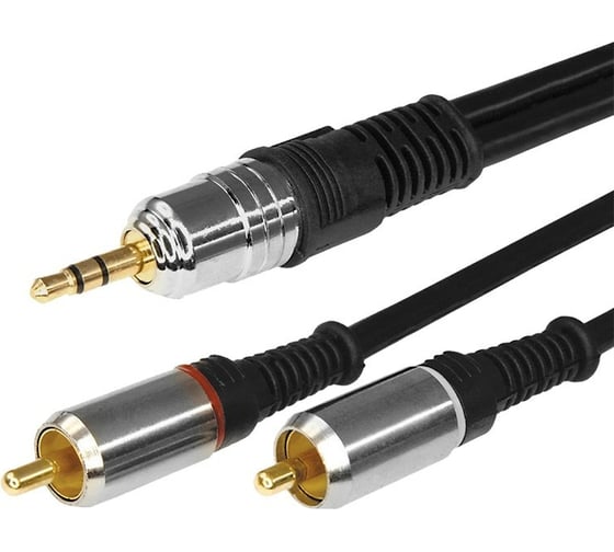 Шнур REXANT Стерео 3,5 мм - 2RCA, 5 м, Gold-металл 17-4225 1