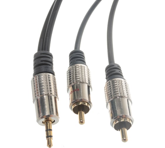 Шнур REXANT Стерео 3,5 мм - 2RCA, 5 м, Gold-металл 17-4225