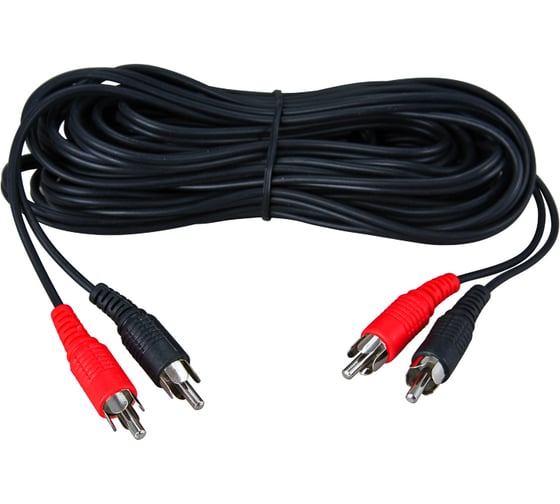 Аудио-видео шнур REXANT 2RCA-2RCA, 10 м, черный 17-0108