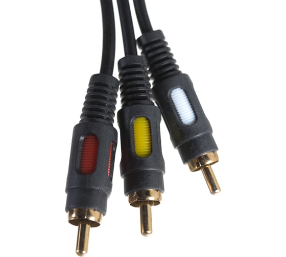 Аудио-видео шнур REXANT 3RCA-3RCA, 3 м, черный 17-0214