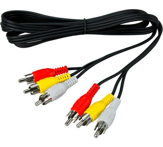 Аудио-видео шнур REXANT 3RCA-3RCA, 1,5 м, черный 17-0202