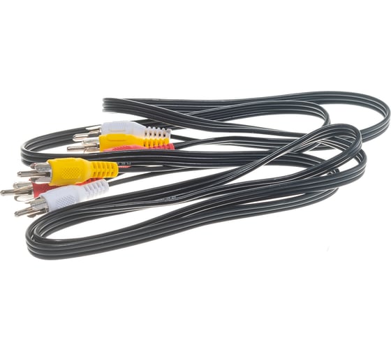 Аудио-видео шнур REXANT 3RCA-3RCA, 1,5 м, черный 17-0202