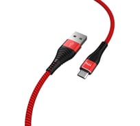 Дата-кабель TFN USB-microUSB нейлон 1м red-black -CFZMICUSB1MRD