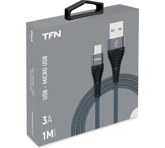 Дата-кабель TFN USB-microUSB нейлон 1м graphite -CFZMICUSB1MGR