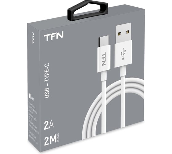 Дата-кабель TFN USB-TypeC 2м TPE white -CUSBCUSB2MTPWH