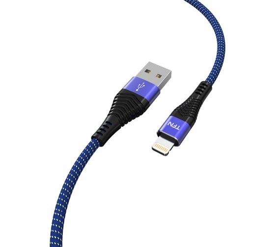 Дата-кабель TFN USB-8pin нейлон 1м blue-black -CFZLIGUSB1MBL 1