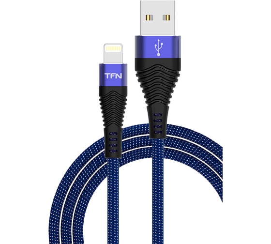 Дата-кабель TFN USB-8pin нейлон 1м blue-black -CFZLIGUSB1MBL