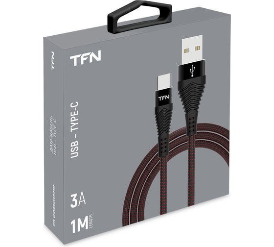 Дата-кабель TFN USB-TypeC нейлон 1м black -CFZUSBCUSB1MBK