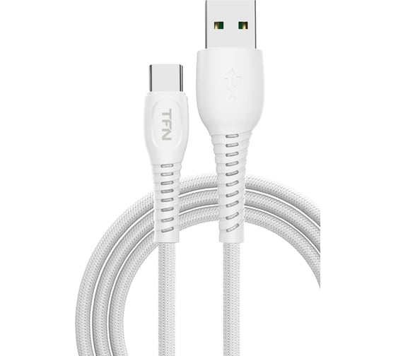 Дата-кабель TFN USB-TypeC нейлон 1м 5A white -CUSBCUSB5A1MWH