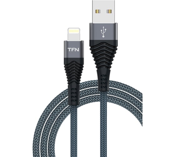 Дата-кабель TFN USB-8pin нейлон 1м graphite -CFZLIGUSB1MGR