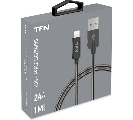 Дата-кабель TFN USB-8pin 1м сталь -CFZLIGUSB1MST
