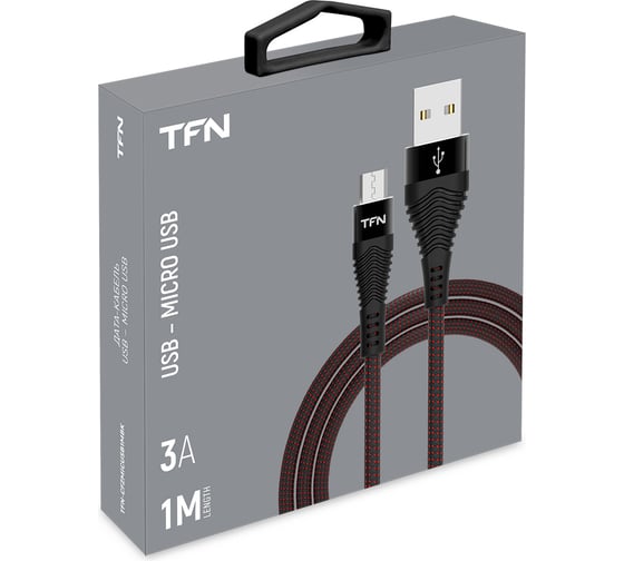 Дата-кабель TFN USB-microUSB нейлон 1м black -CFZMICUSB1MBK