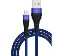 Дата-кабель TFN USB-microUSB нейлон 1м blue-black -CFZMICUSB1MBL