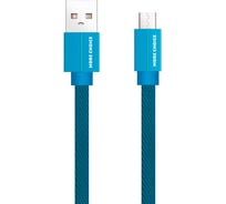 Дата-кабель More Choice USB 2.1A для micro плоский USB нейлон 1м K20m Blue