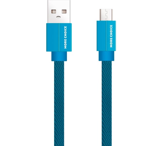 Дата-кабель More Choice USB 2.1A для micro плоский USB нейлон 1м K20m Blue 1