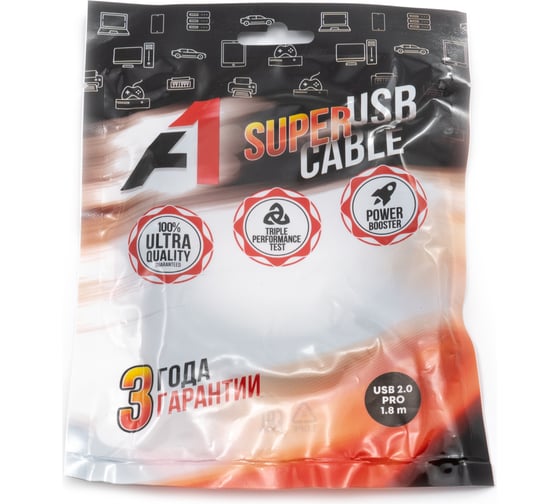 Кабель А1 USB 2.0 PRO 1.8 м., 2.0, разъемы USB Am-Bm A1-CPRO-USB20AB-1.8M